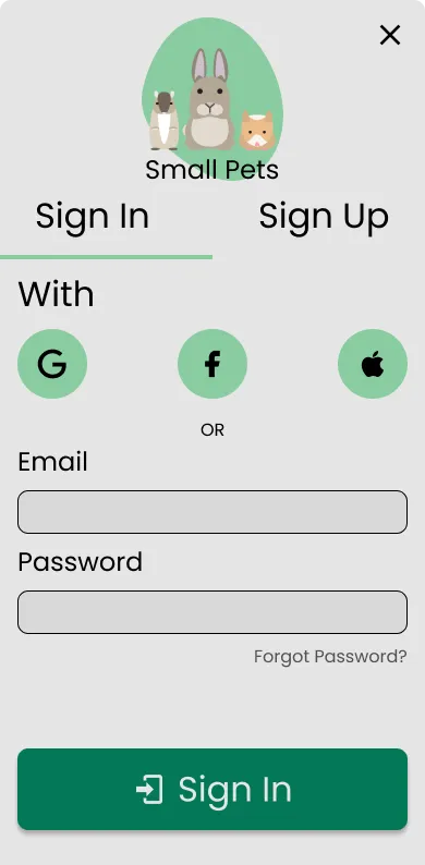 Prototype of login screen